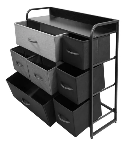 Mueble Buro Organizador Comoda Metal 7 Cajoneras Tela Color Café