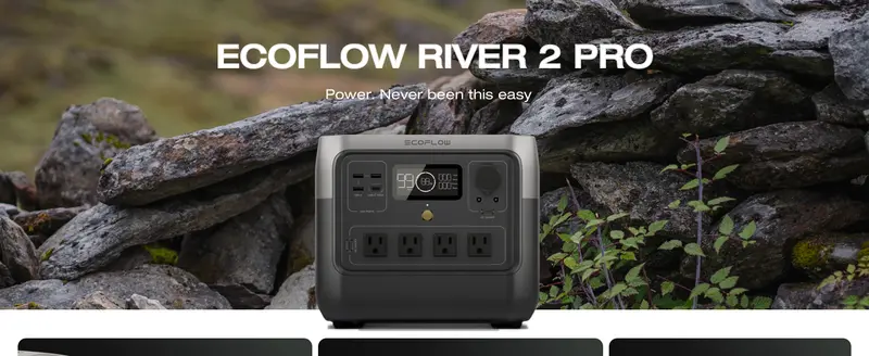 Estaci&oacute;n de energ&iacute;a port&aacute;til   2 Pro 700, bater&iacute;a  4 de 718Wh, carga r&aacute;pida de 70  , 4X800W (  1600W)   AC, generador solar para camping  /RVs/uso dom&eacute;stico, color negro detalles 0