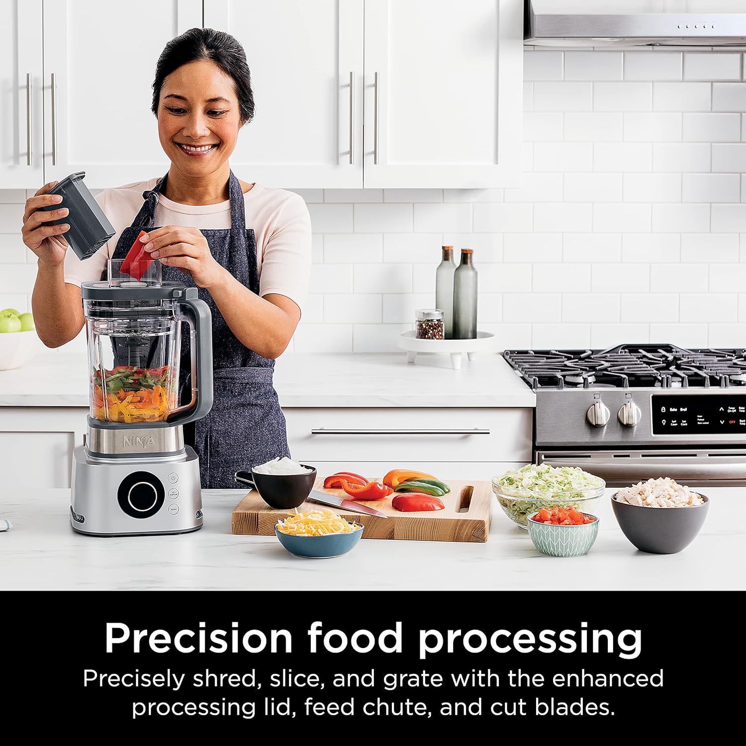Ninja SS401 Foodi Power Blender Ultimate System con jarra de mezcla y procesamiento de alimentos de 70 onzas, fabricante de cuencos XL y extractor de nutrientes* y 7 funciones, color plateado—Cuchillo mezclador exprimidor