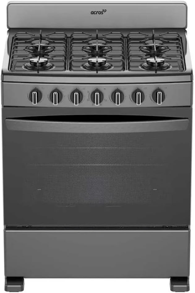 Estufa al piso Acros con puerta panorámica 6 quemadores 30 pulgadas Negro modelo AFR-2000B