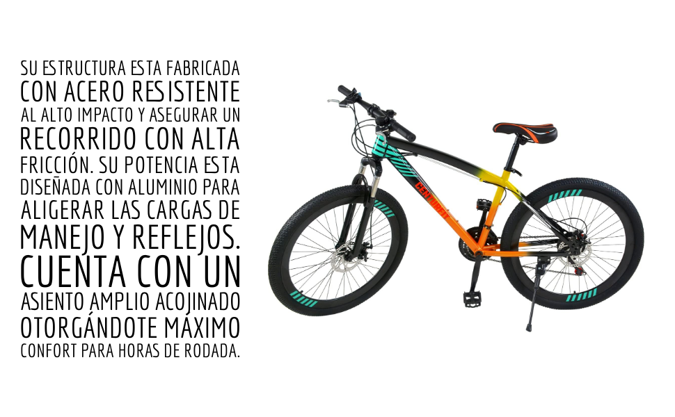 Bicicleta Deportiva Urbana Rodada 26 21 Velocidades Amortiguador Delantero Frenos Disco Acero 