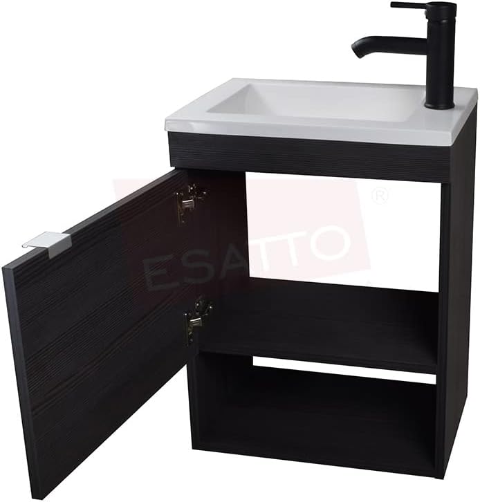 Esatto Paquete Mueble Bleu y Sanitario WC-002 Espejo Gratis (Siberia (Blanco) Monomando Negro)