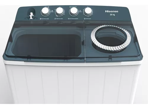 Lavadora Hisense Doble Tina 26 Kg Semiautomática Storm Wash Color Blanco