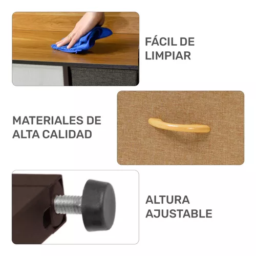Mueble Buro Organizador Comoda Metal 7 Cajoneras Tela Color Café