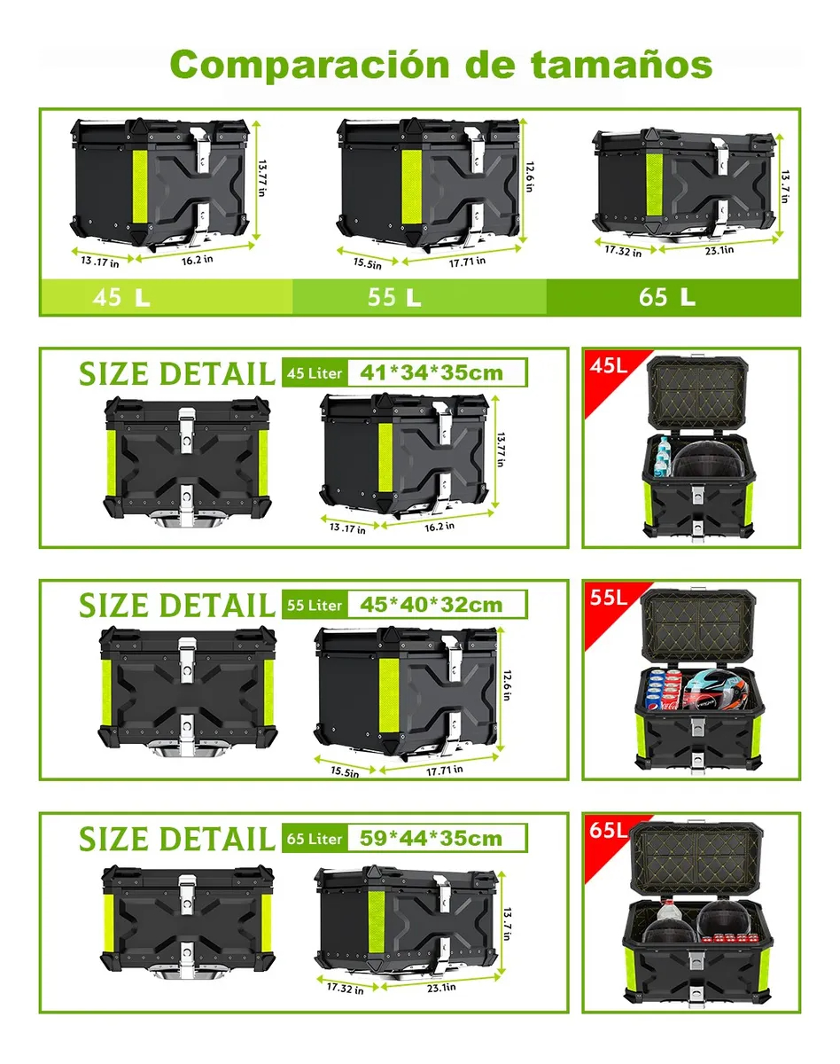 Caja Para Moto Top Case Maletero Todo El Aluminio 45l
