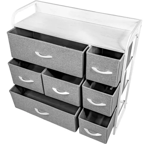 Mueble Buro Organizador Comoda Metal 7 Cajoneras Tela Color Café