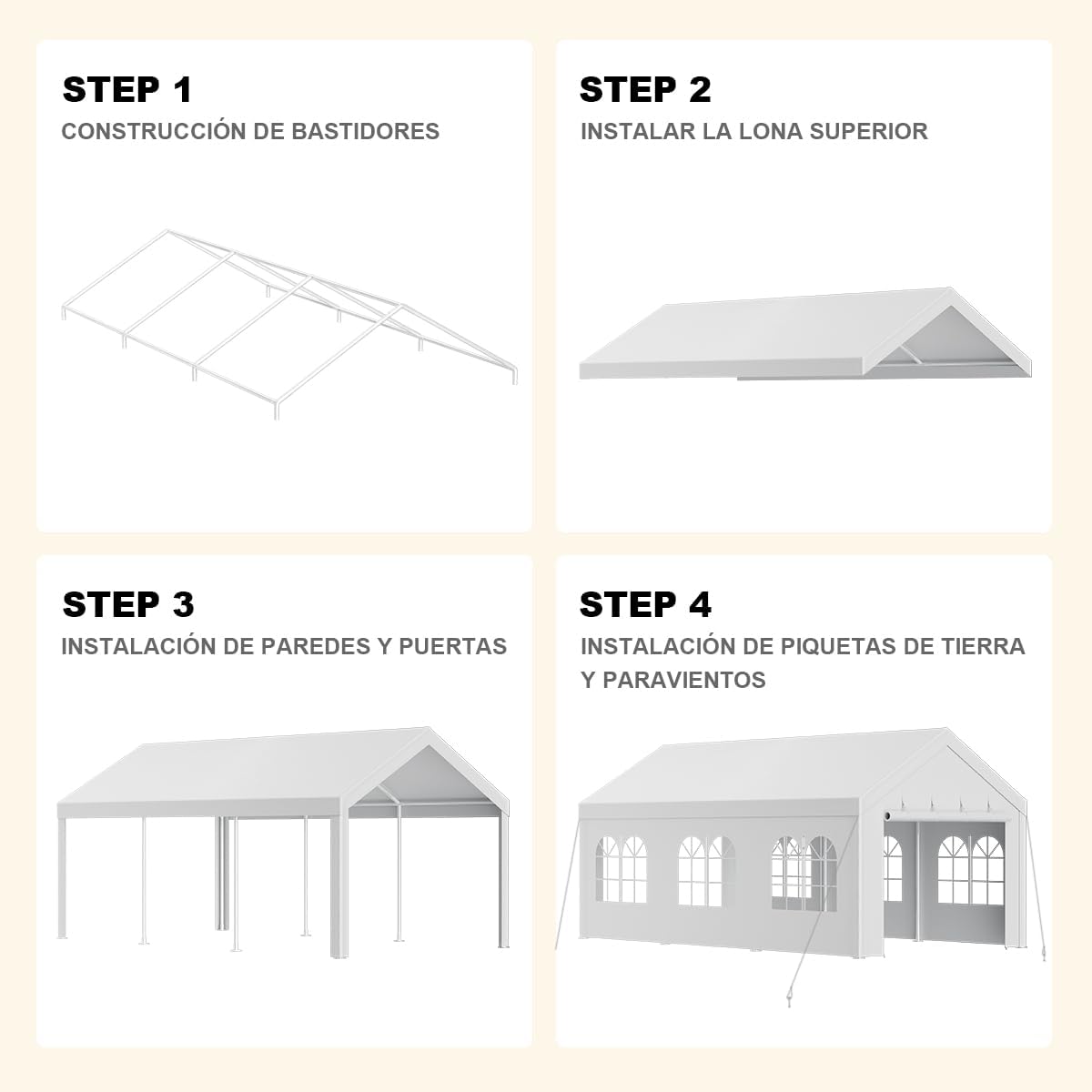 MXLENOBLE Carpa Toldo Plegable 3x3 para Eventos y Exteriores | con Paredes, Reforzado y de Fácil Armado Color Blanco (Toldo-3 * 6)