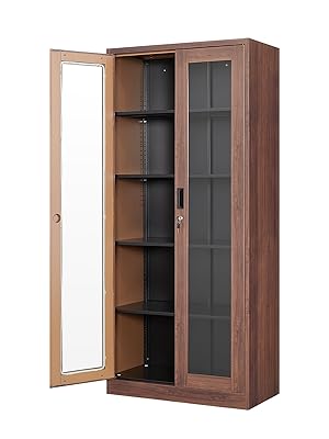 cl&oacute;set de almacenamiento de metal con puerta de vidrio