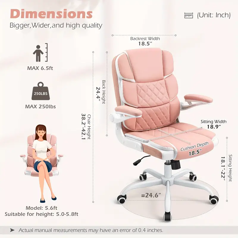 Silla de Oficina Ergonómica de Terciopelo Beige con Soporte Lumbar, Apoyabrazos Ajustables y Base Giratoria - Silla de Escritorio Ejecutiva Cómoda para el Hogar, Estudio o Dormitorio