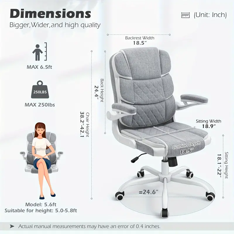 Silla de Oficina Ergonómica de Terciopelo Beige con Soporte Lumbar, Apoyabrazos Ajustables y Base Giratoria - Silla de Escritorio Ejecutiva Cómoda para el Hogar, Estudio o Dormitorio