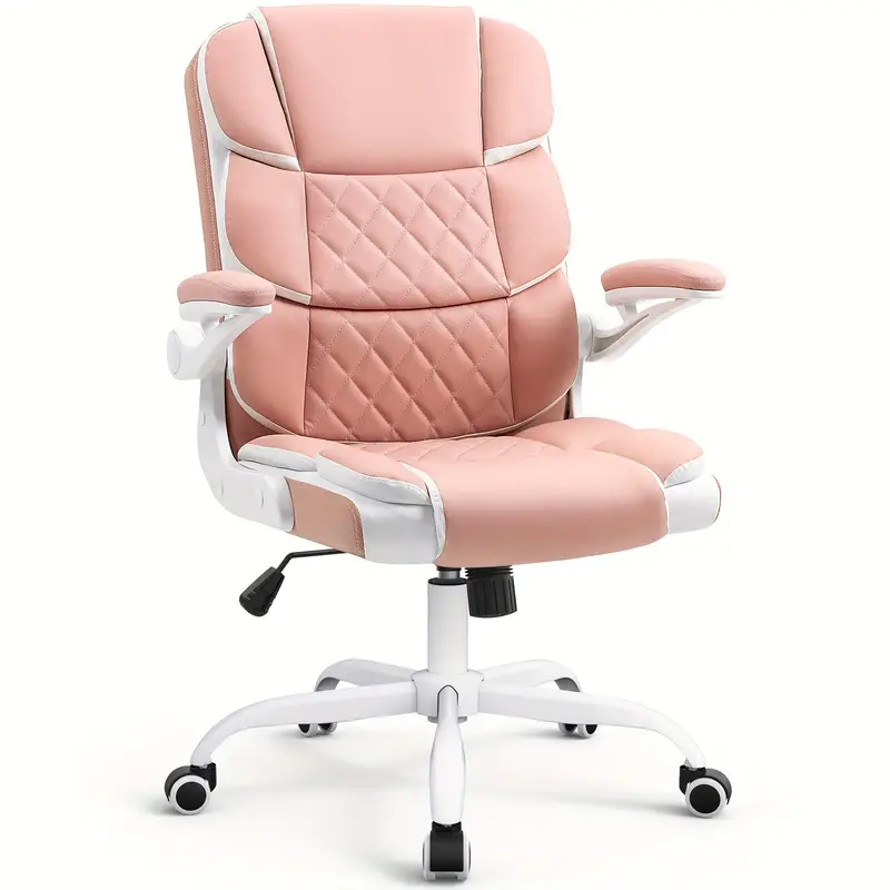 Silla de Oficina Ergonómica de Terciopelo Beige con Soporte Lumbar, Apoyabrazos Ajustables y Base Giratoria - Silla de Escritorio Ejecutiva Cómoda para el Hogar, Estudio o Dormitorio