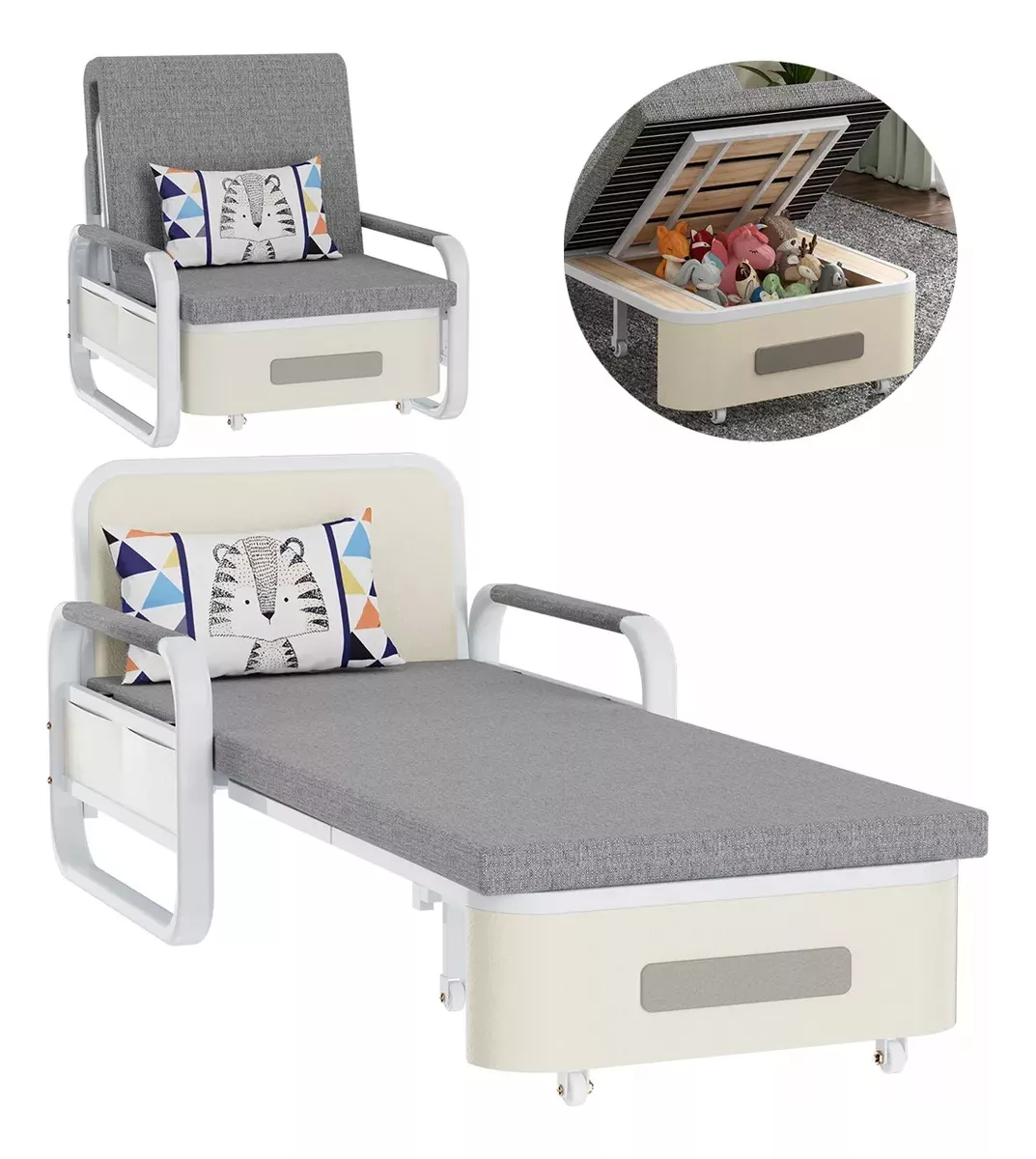 Sofá Cama Individual Plegable Y Con Almacenaje