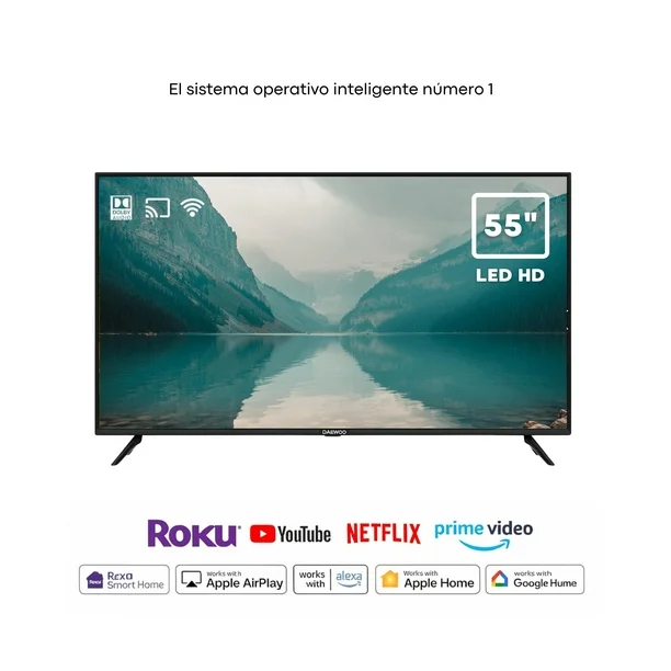 Pantalla Televisión DAEWOO 55 Pulgadas 4K LED UHD FRAMELESS ROKU TV