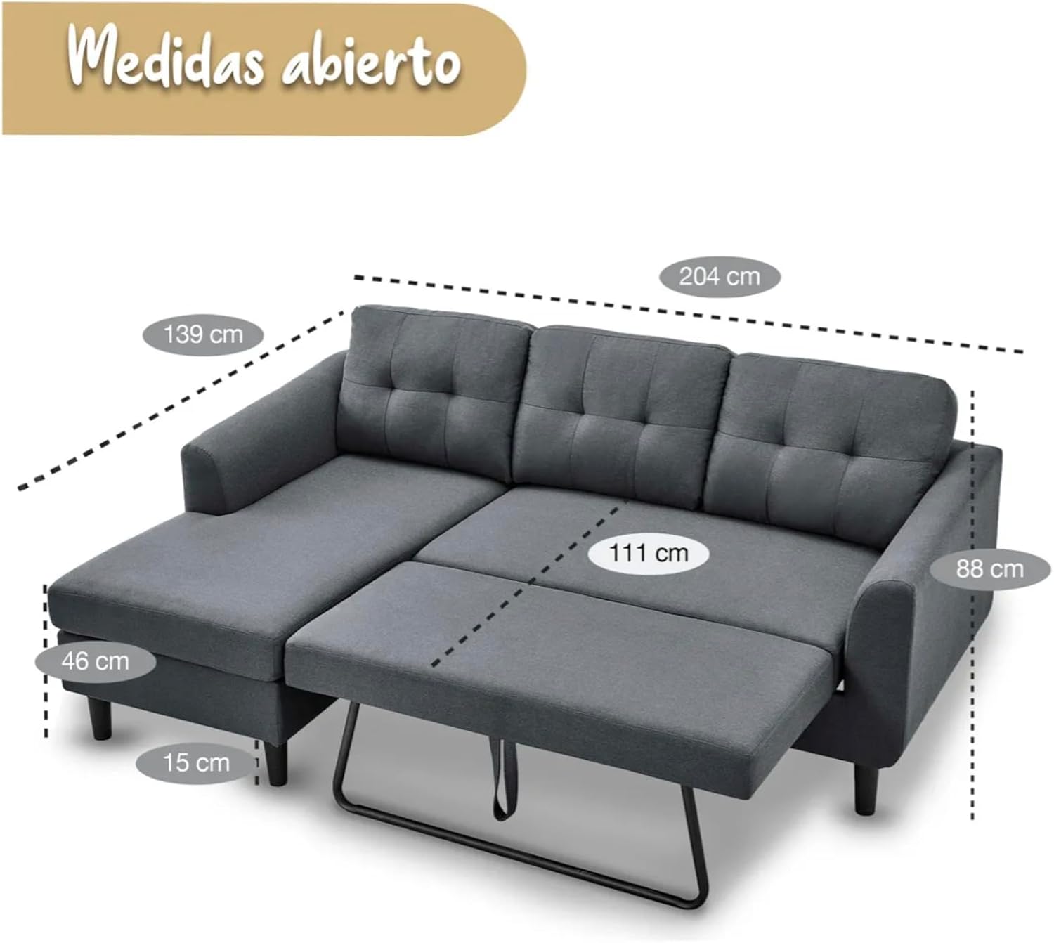 Sofácama Sofa Cama Futón Sillón Sala Reclinable Extraible Moderno Minimalista Fresco Duradero Calidad Convertible Modular