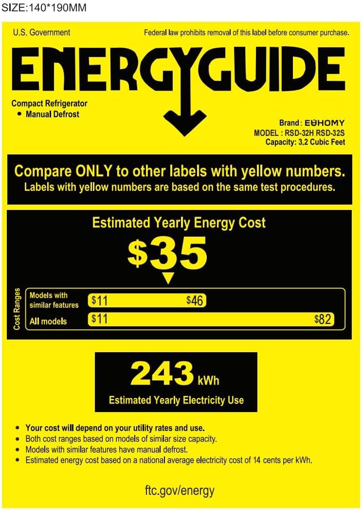 EUHOMY Mini refrigerador con congelador, refrigerador compacto de 3.2 pies cúbicos con congelador, mini refrigerador de 2 puertas con congelador, vertical para recámara, oficina, departamento,