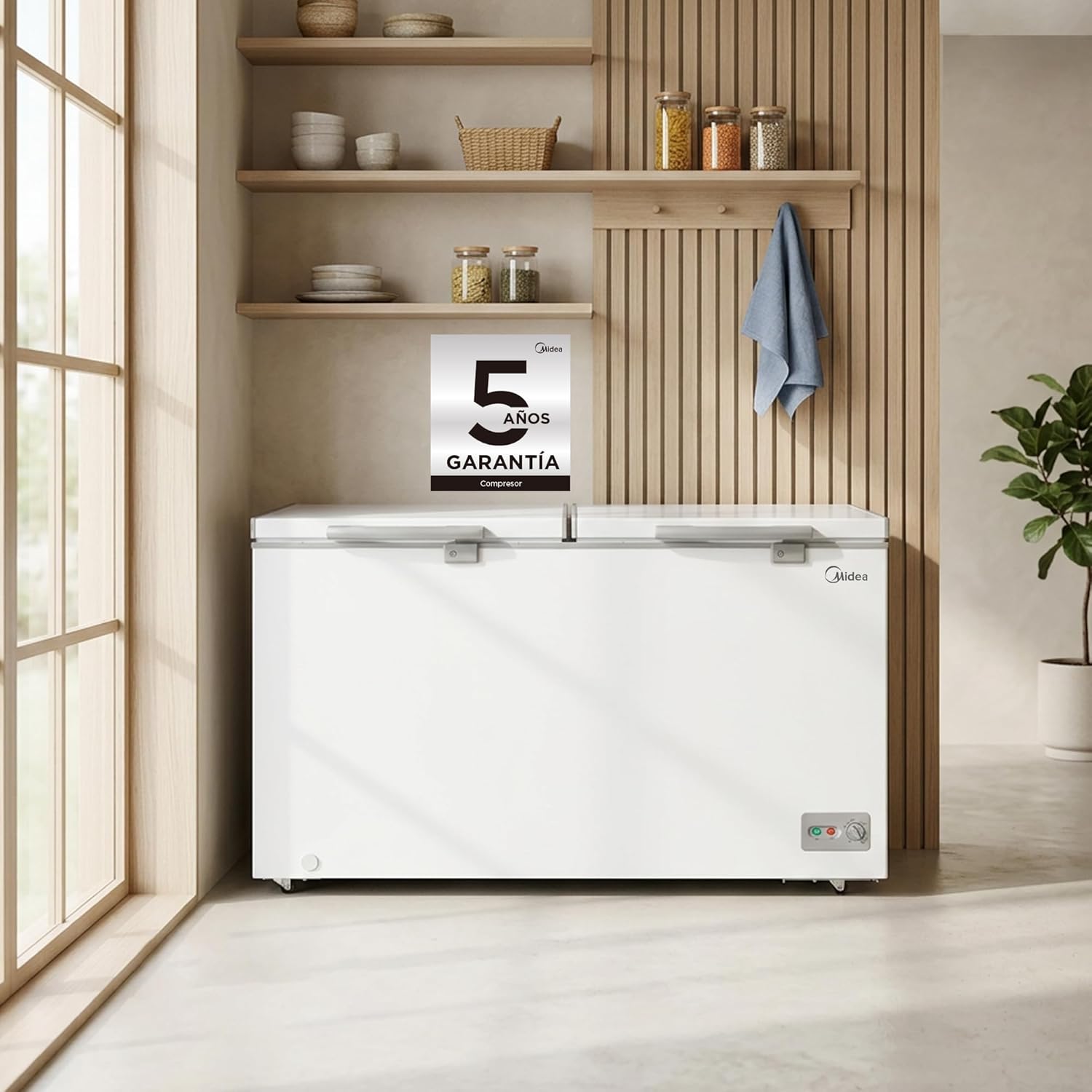 Congelador Midea Inverter Quattro Blanco 15 Pies Cúbicos;MDRC564FZM01, con 4 canastas y doble puerta