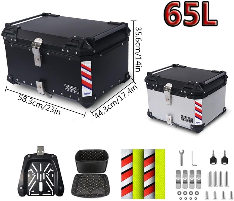 Caja Superior de Aluminio para Maletero de Motocicleta, 25 L, 30 L, 36 L, 45 L, 55 L, 65 L, Caja Superior Universal para Motocicleta, Funda para portaequipajes para Casco, Caja Trasera para
