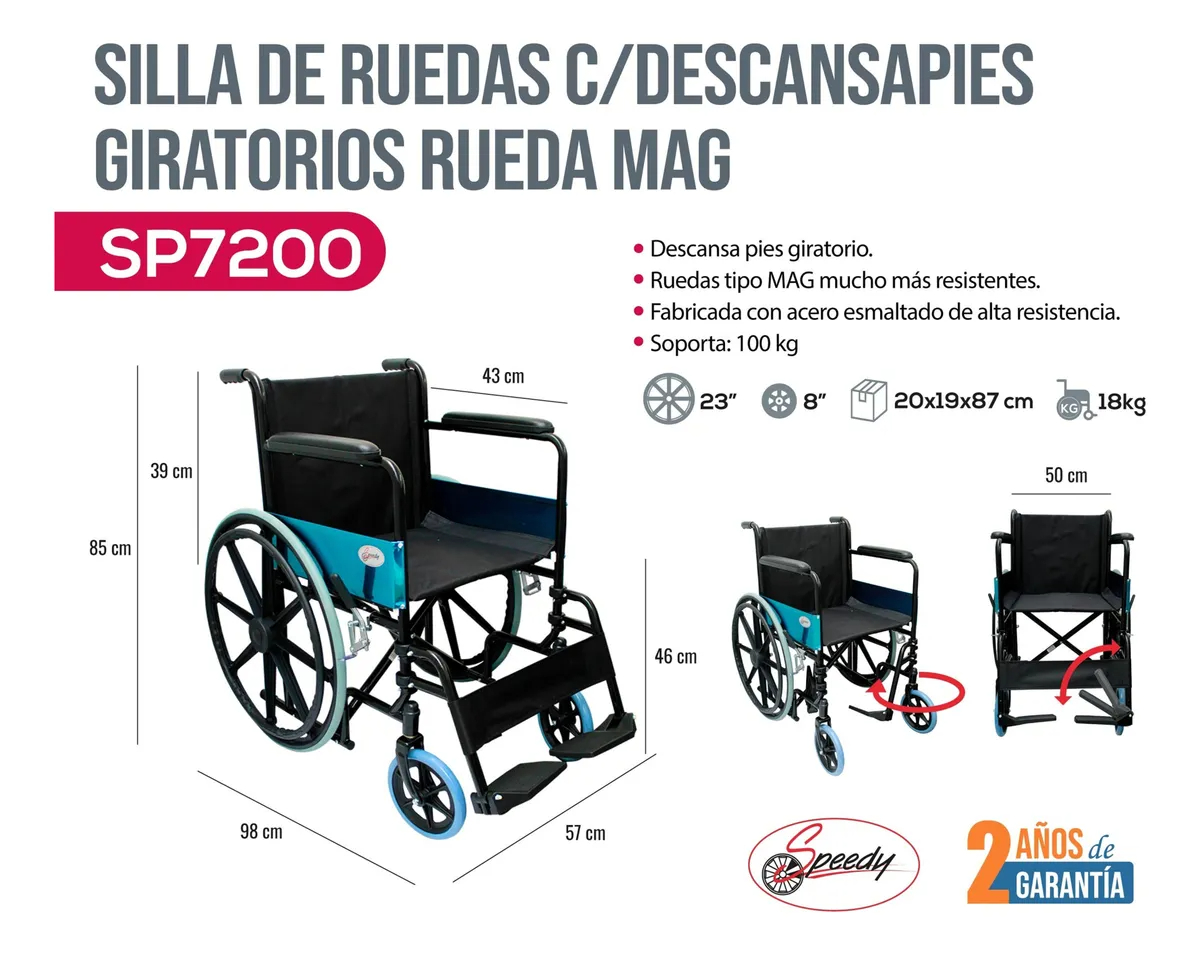 Silla De Ruedas Compacta Adulto Plegable Todo Terreno Lujo