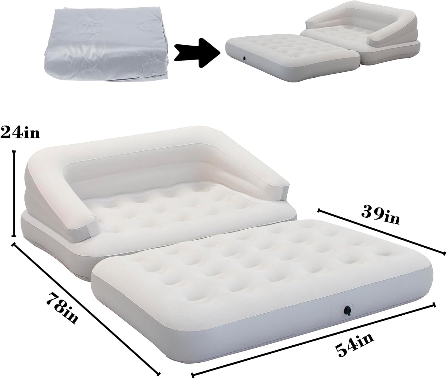 Outraveler - Sofá hinchable para acampar, color gris