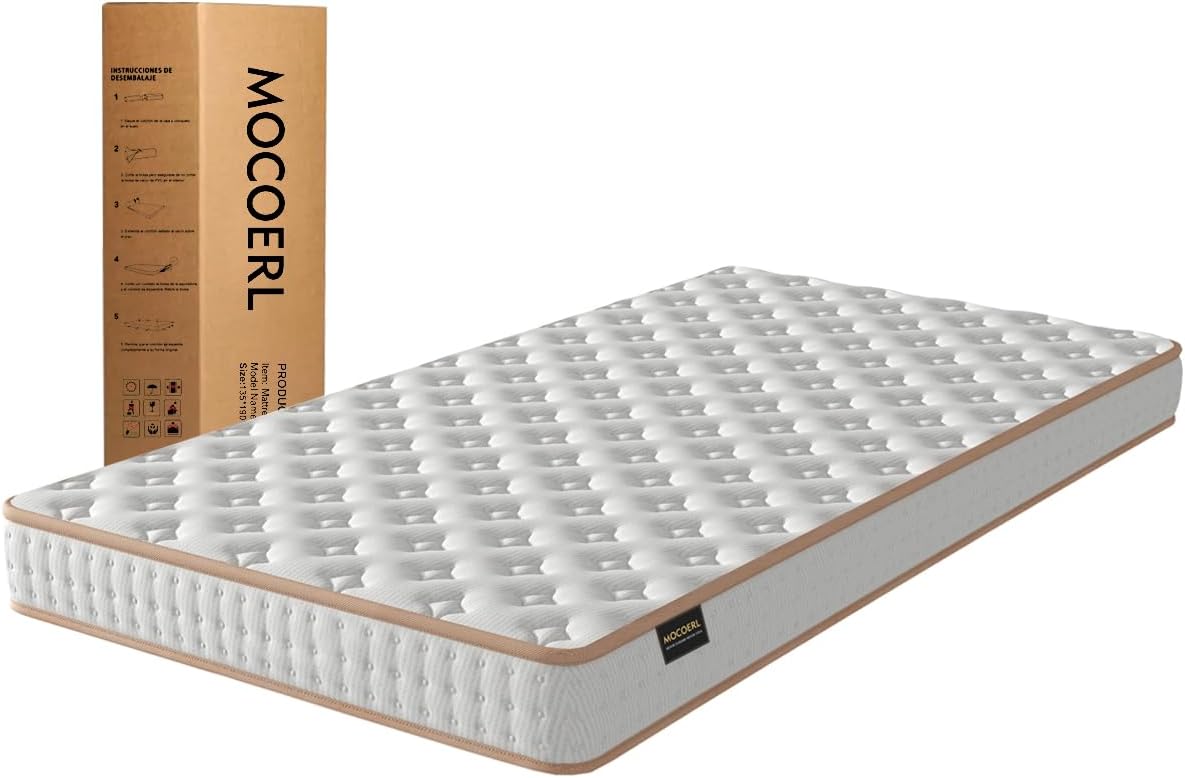 MOCOERL Colchón Individual de Espuma Viscoelástica, Alta Elasticidad, Ultra Transpirable, El Colchón se Puede Utilizar por Ambos Lados.190 cm x 100 cm x 18cm