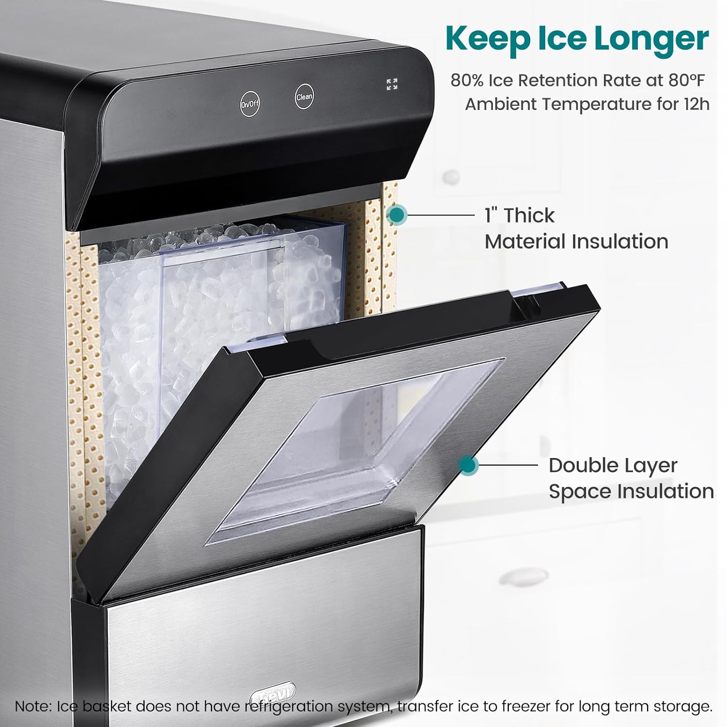 Máquina de hielo para encimera Gevi home V2.0, máquina de hielo con bandeja autolimpiante, simplemente ábrala y vierta para rellenar agua, carcasa de acero inoxidable, se puede colocar debajo del gabinete-----Paño de limpieza