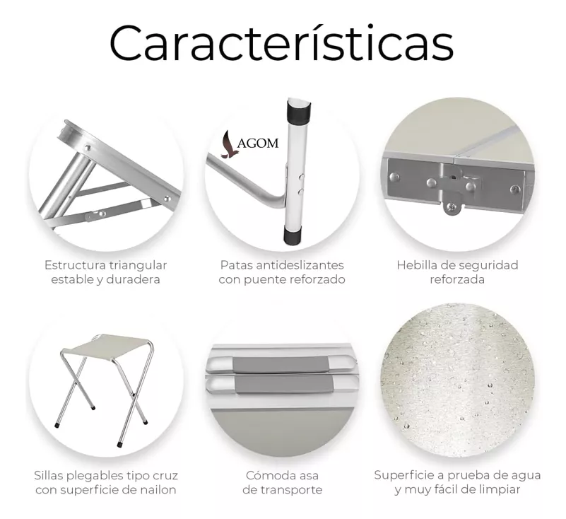 Mesa De Aluminio Plegable Lagom 120*60*70cm Ligero Con Superficie De Melamina Mdf Resistente De Fuego Diseño De Camping Tres Alturas Ajustable Antideslizante Pestillo De Seguridad Para Picnic Barbacoa