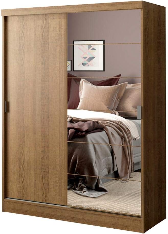 Madesa Ropero Closet con 2 Puertas, 1 Espejo y Pies Luke - Marrón