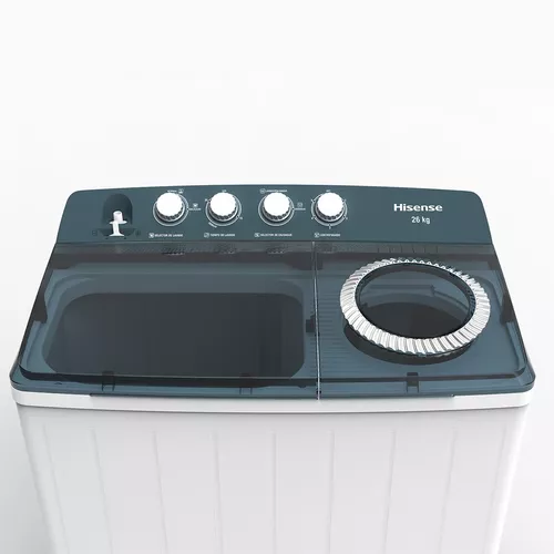 Lavadora Hisense Doble Tina 26 Kg Semiautomática Storm Wash Color Blanco