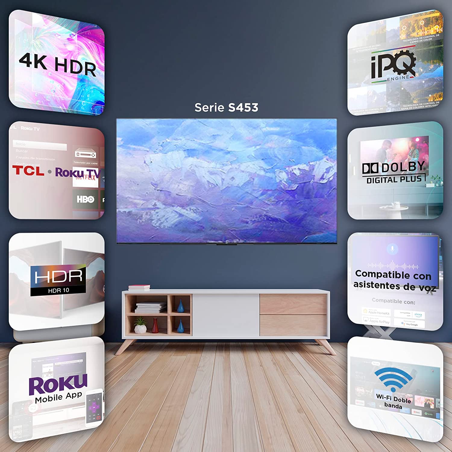 TCL Smart TV Pantalla 65" 4K UHD TV Sonido Dolby Mod 65S453 Compatible con Alexa