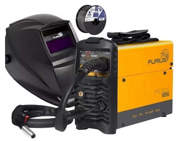 Combo Soldadora Inversor Microalambre 125a Flex 125 Furius Mig Mma + Careta Electrónica Y Rollo Flux Core 1k 0,30