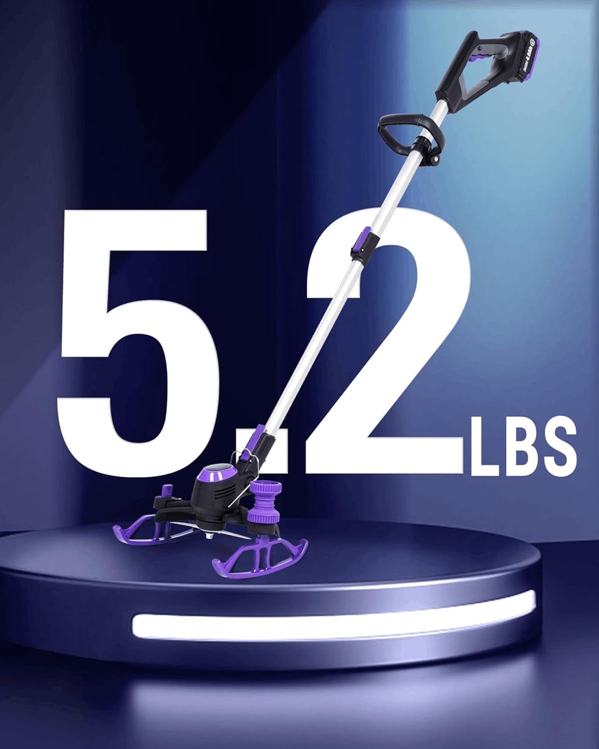 Weed Wacker inalámbrico, 20 V máx. x 4.0 Ah funciona con batería, tiempo de ejecución 75-100 minutos, peso solo 5 libras, cortacésped en 1 (con batería de 4.0 Ah)