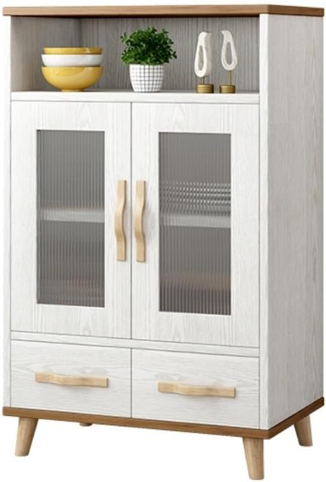 Alacenas para Cocina Gabinete de almacenamiento de cocina de madera maciza, gabinete de Buffet independiente, gabinete de café de almacenamiento blanco, gabinete de decoración for sala de estar Alacen