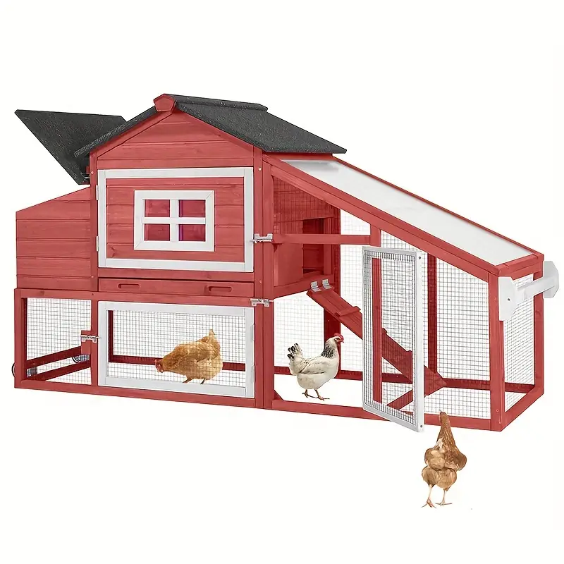 Gallinero expandible Aivituvin para gallinas para exteriores con ruedas, caja nido, bandeja extraíble a prueba de fugas y panel de techo resistente a los rayos UV