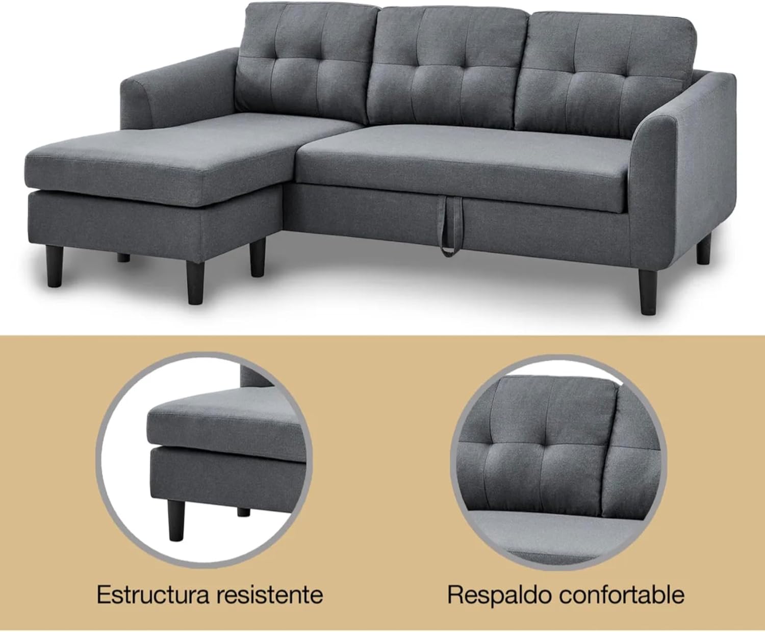 Sofácama Sofa Cama Futón Sillón Sala Reclinable Extraible Moderno Minimalista Fresco Duradero Calidad Convertible Modular