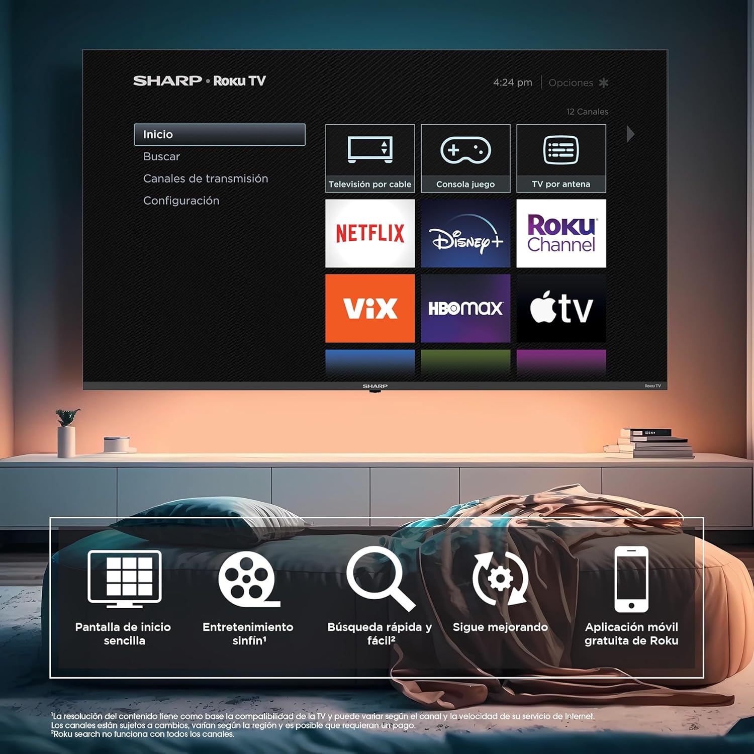 Sharp 4K Smart LED TV de 86" - Roku TV con WiFi
