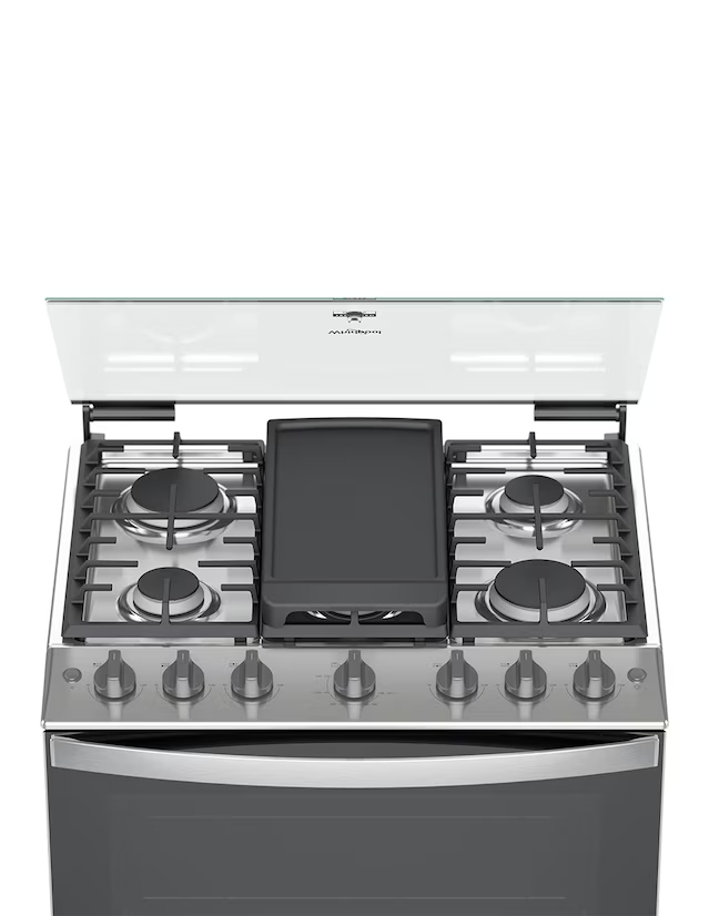 WHIRLPOOL  Combo estufa de piso a gas LP/natural 76 cm CWFR5200D-H de 6 quemadores + campana