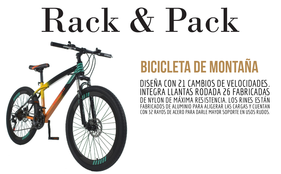 Bicicleta Deportiva Urbana Rodada 26 21 Velocidades Amortiguador Delantero Frenos Disco Acero 