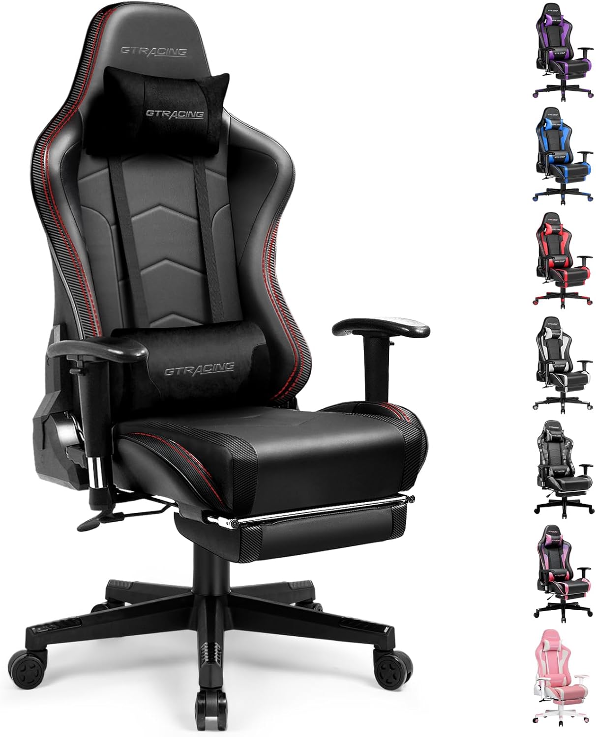 GTRACING - Silla para Juegos con reposapiés y Altavoces Bluetooth, Silla de Videojuegos, ergonómica y Resistente para computadora