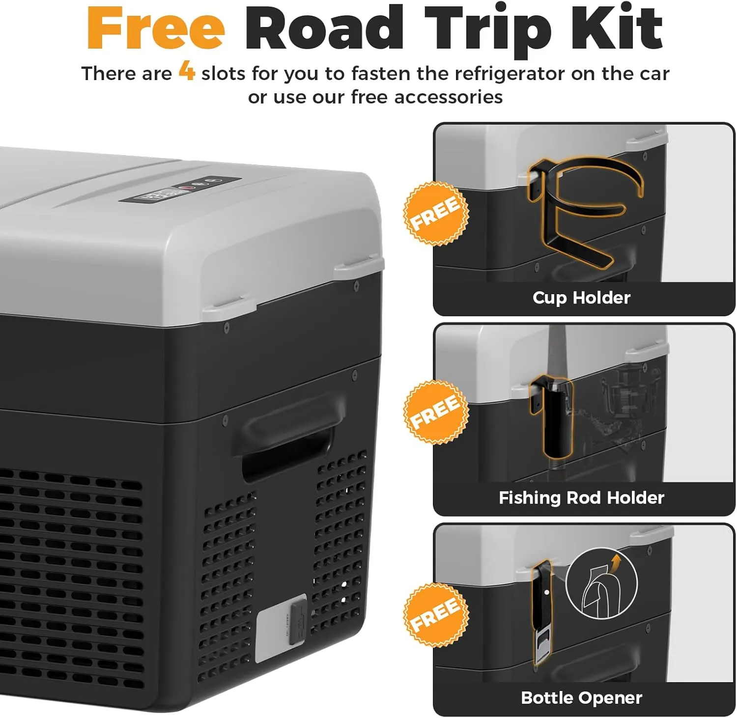Setpower FC15 - Refrigerador eléctrico portátil con adaptador de CA, refrigerador de 15 l/15.8 qt de 12 voltios, refrigerador congelador portátil de 15.6 °C a 66 °F para coche, RV, camión, camping, viajes, hogar, 12/24 V CC y 110/240 V CA
