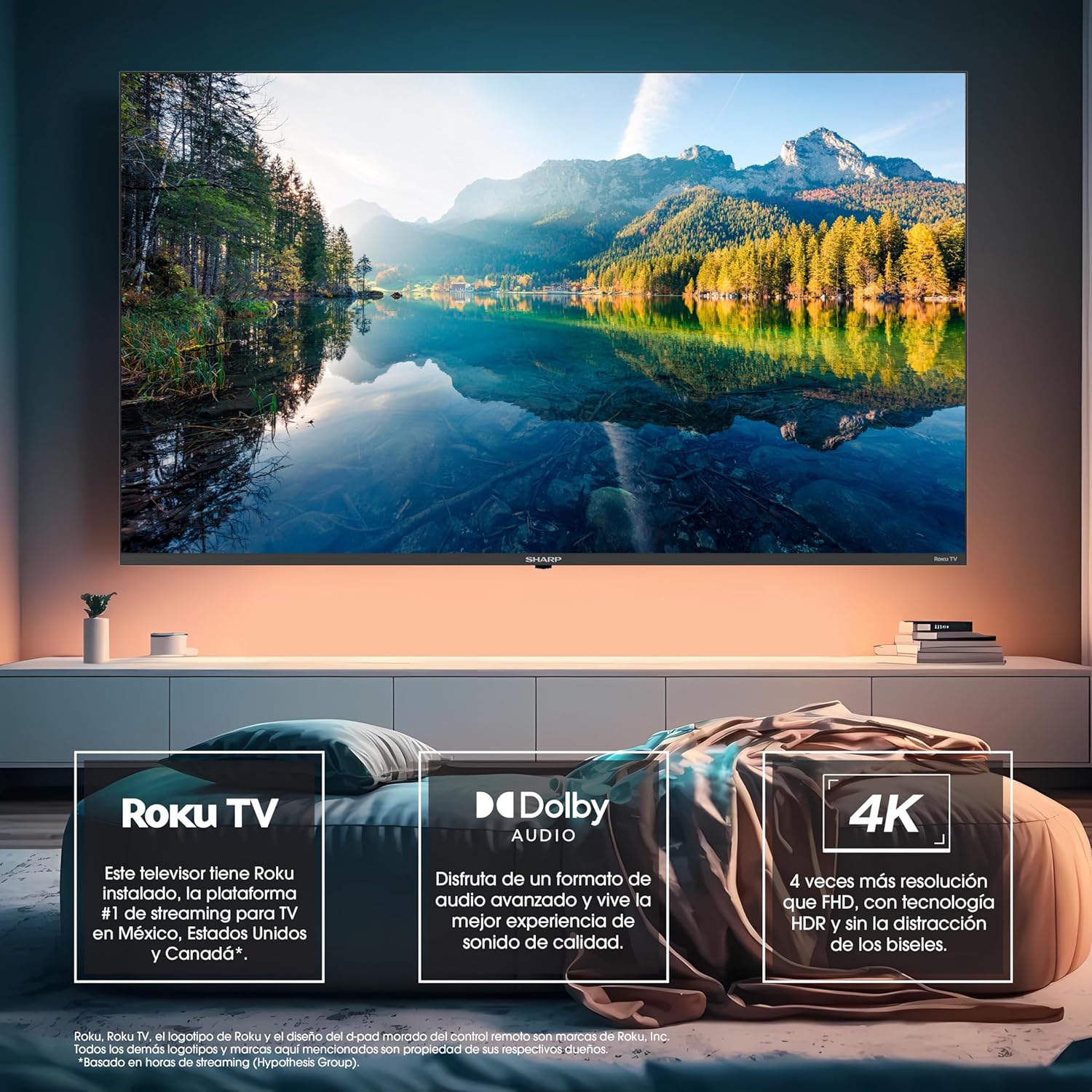 Sharp 4K Smart LED TV de 86" - Roku TV con WiFi