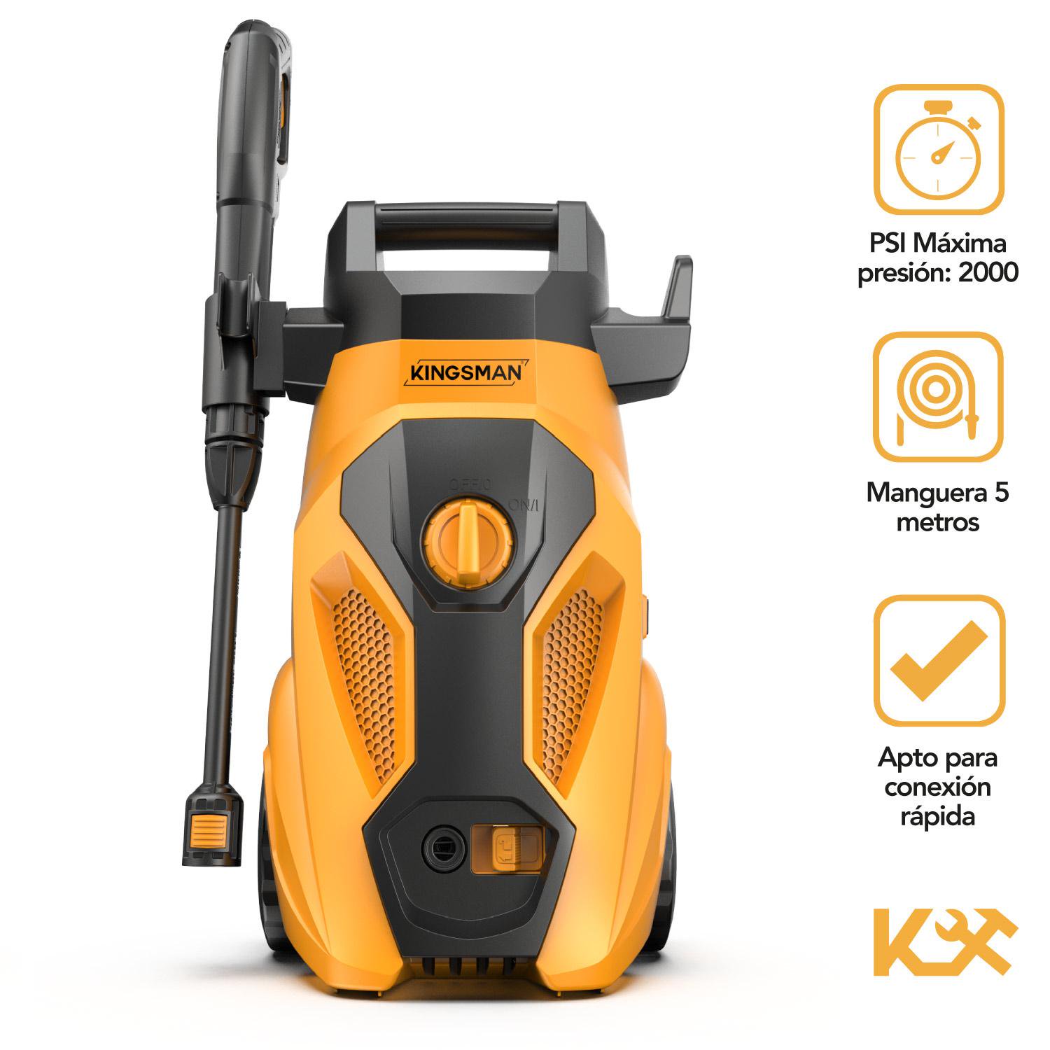 Hidrolavadora Eléctrica Portatil 2000 Psi 1600w + Accesorios Kingsman HIDROKING2000