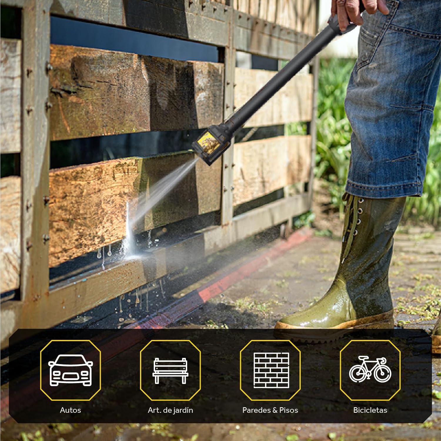 TRENT Hidrolavadora Electrica 1400w Alta Presion 1600 PSI 60 Hz Negro Y Amarillo