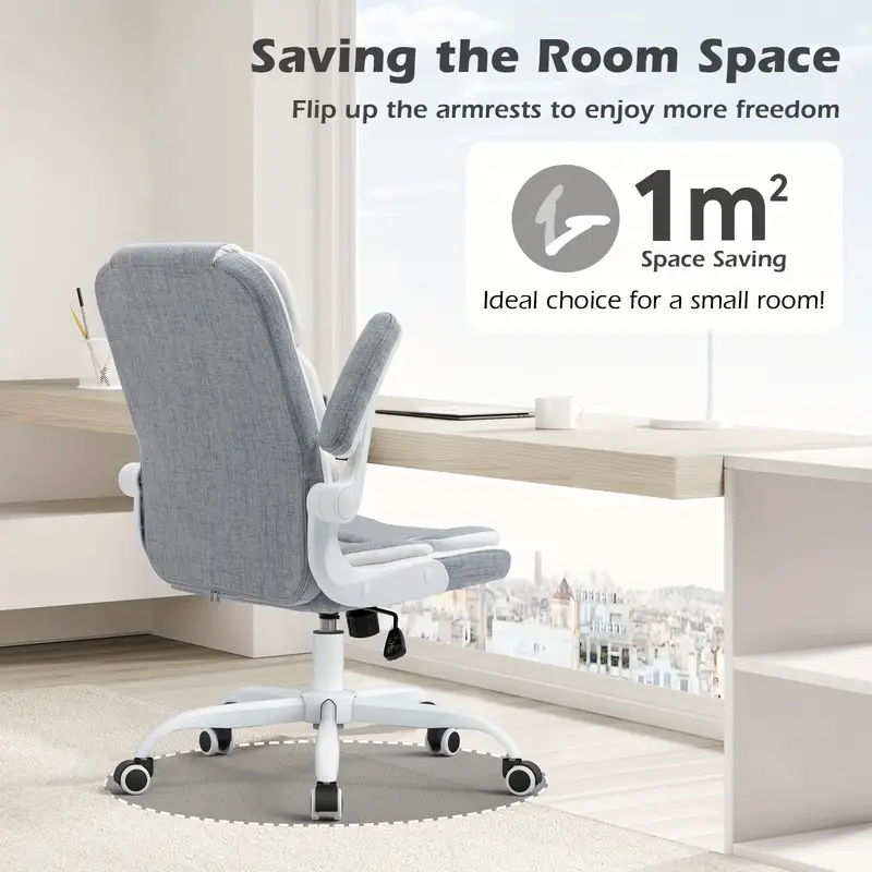 Silla de Oficina Ergonómica de Terciopelo Beige con Soporte Lumbar, Apoyabrazos Ajustables y Base Giratoria - Silla de Escritorio Ejecutiva Cómoda para el Hogar, Estudio o Dormitorio