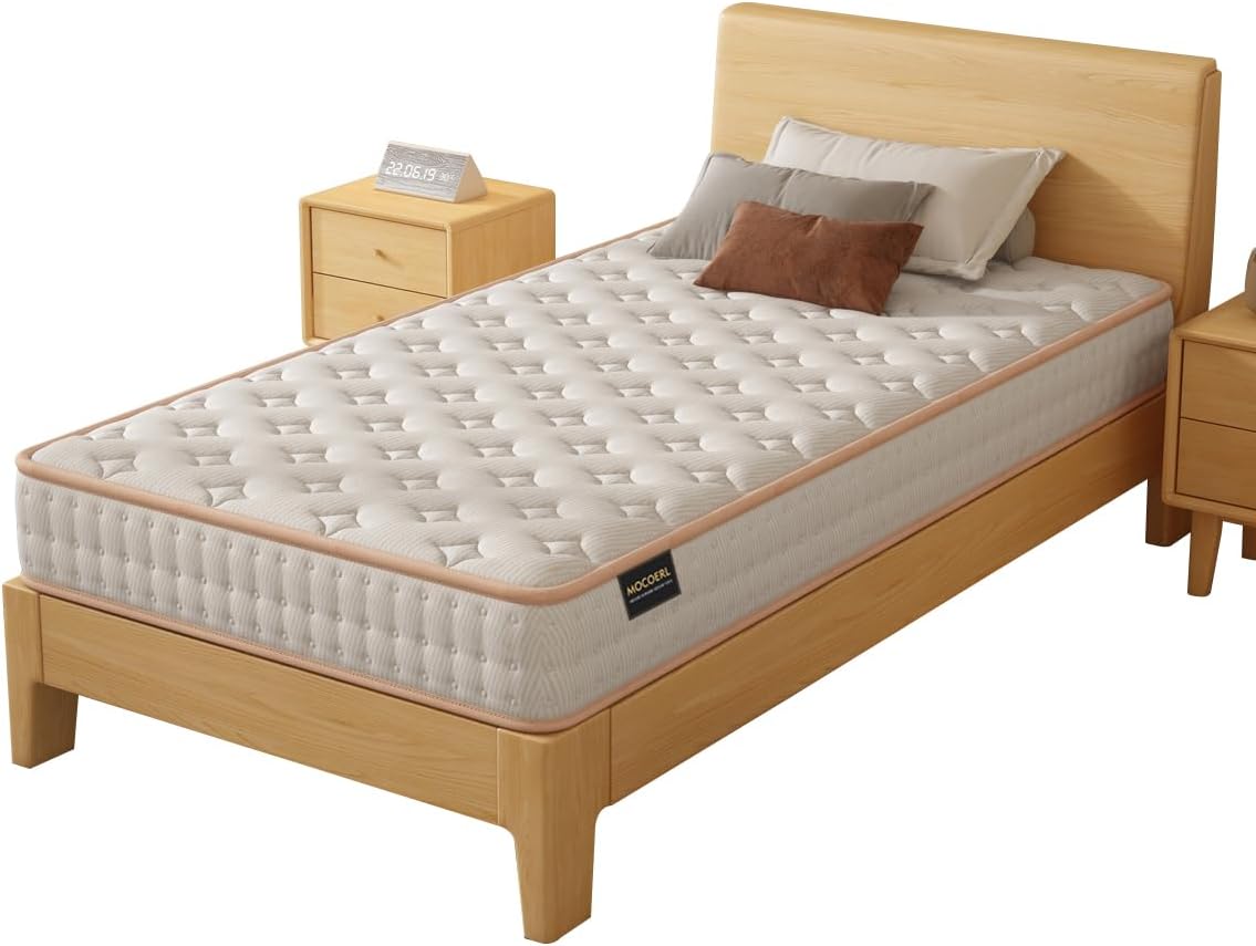 MOCOERL Colchón Individual de Espuma Viscoelástica, Alta Elasticidad, Ultra Transpirable, El Colchón se Puede Utilizar por Ambos Lados.190 cm x 100 cm x 18cm