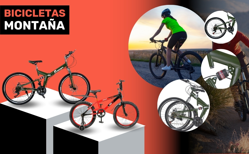  Bicicleta de Montaña Rodada 26 con 21 Velocidades Frenos de Disco Plegable Amortiguadores