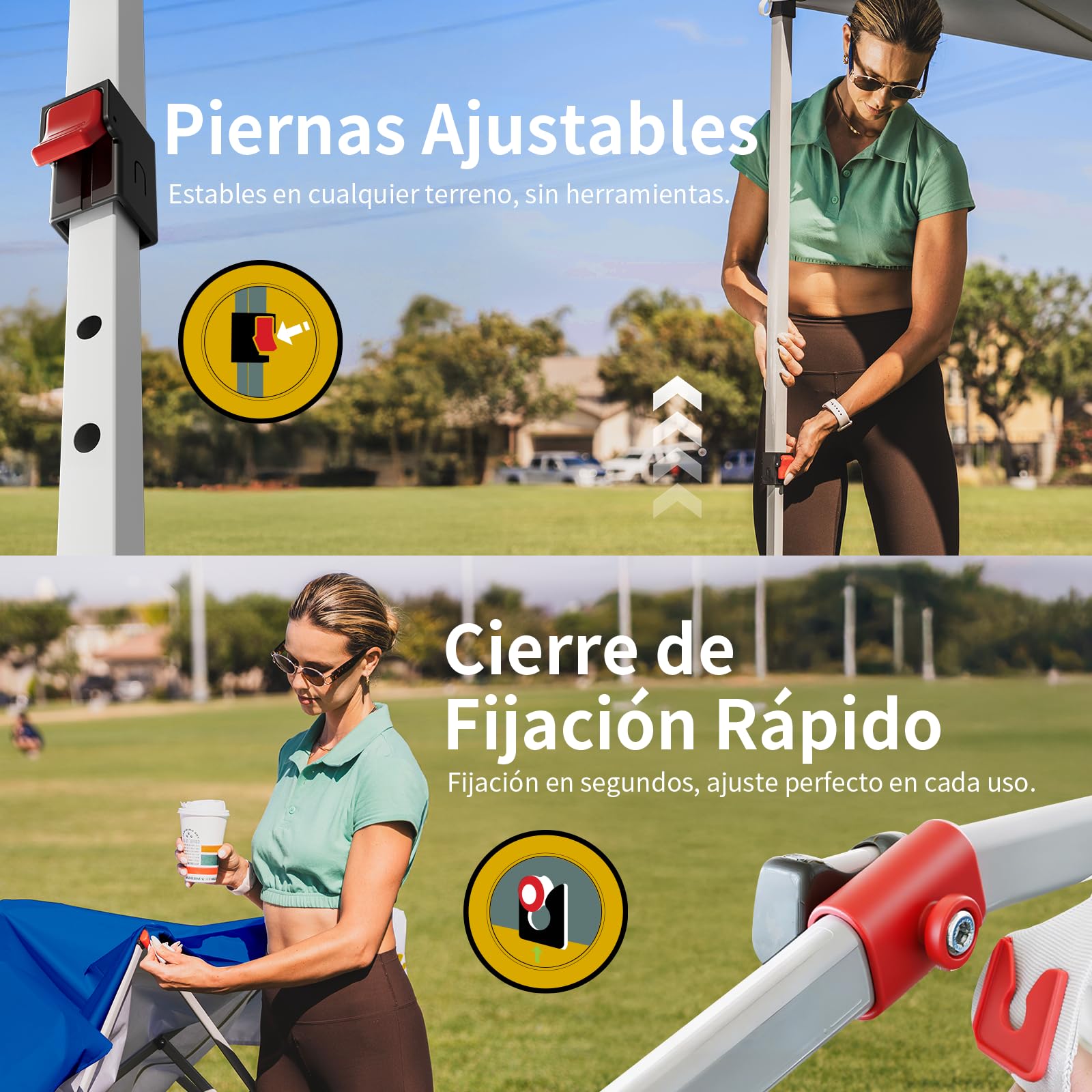 CROWN SHADES Carpa Toldo 3x3 Reforzado Plegable Impermeable | Bloqueo Central de un Clic | Bolsa con Ruedas | Revestimiento Plateado Protección Solar | Ideal para Jardín, Exteriores y Camping (Azul)
