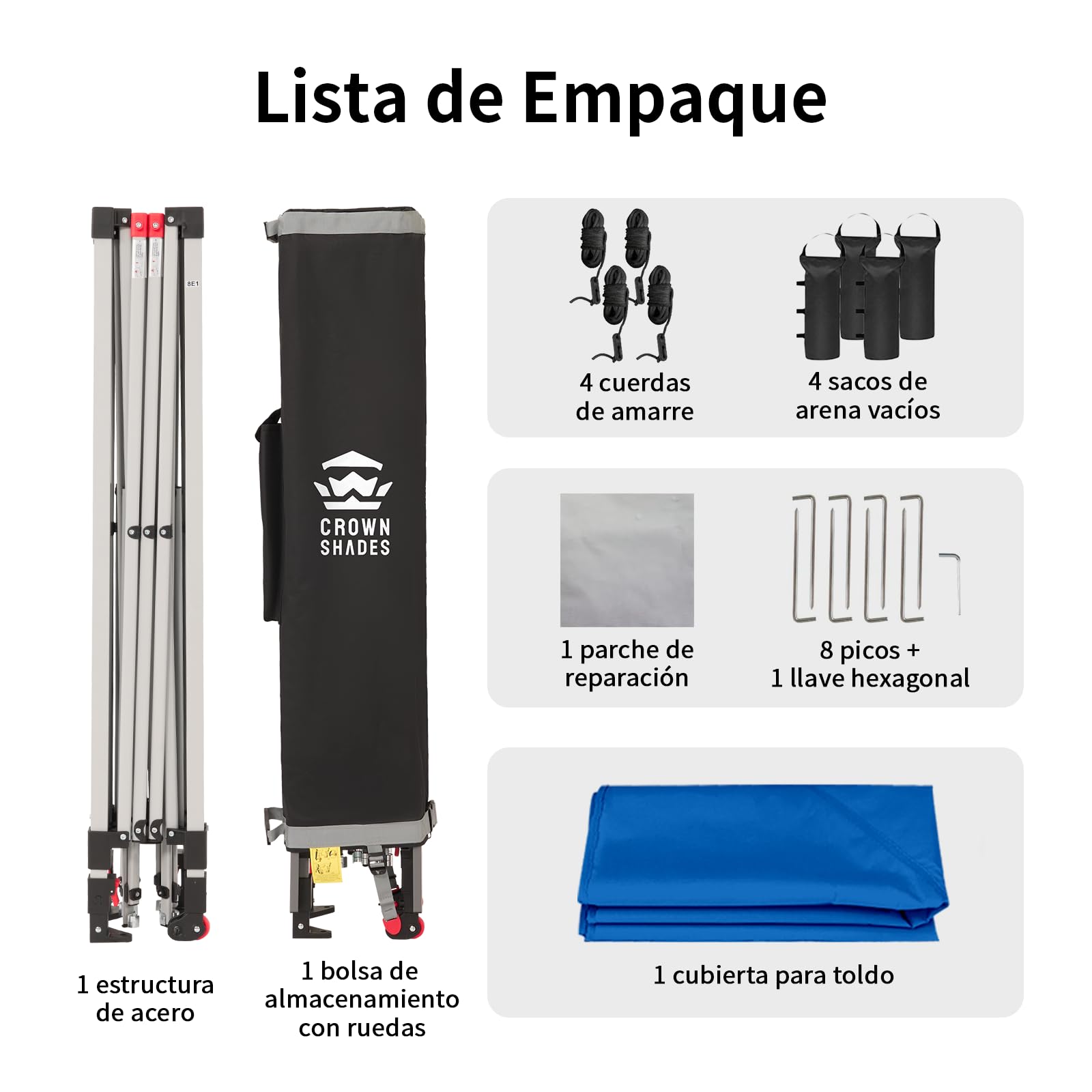 CROWN SHADES Carpa Toldo 3x3 Reforzado Plegable Impermeable | Bloqueo Central de un Clic | Bolsa con Ruedas | Revestimiento Plateado Protección Solar | Ideal para Jardín, Exteriores y Camping (Azul)