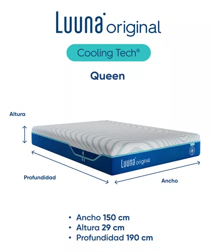 Colchón Queen Size Luuna Original Suave En Caja Cooling Tech