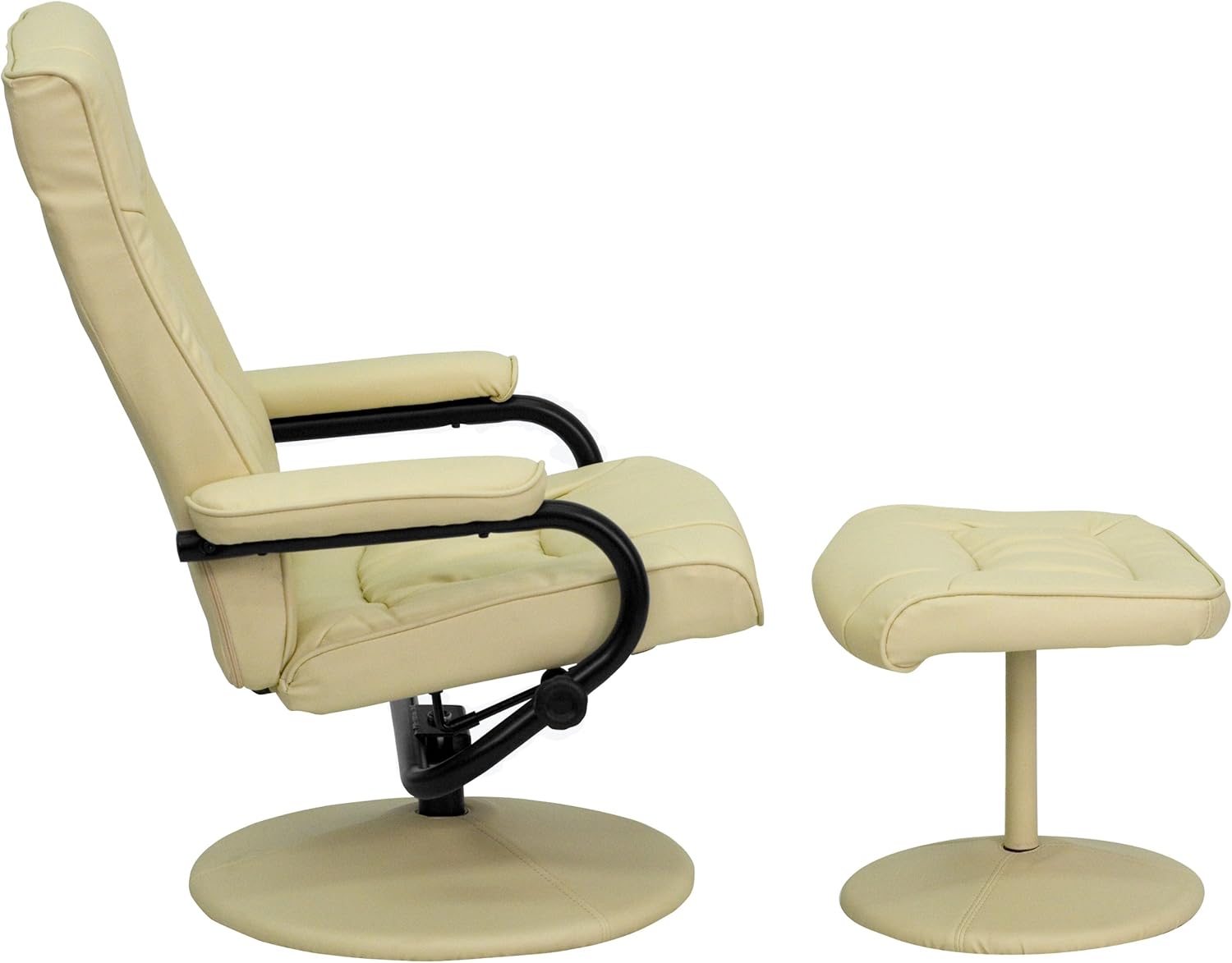 Flash Furniture Rachel - Reclinador y otomano contemporáneo multiposición con Base Envuelta en Piel café Suave