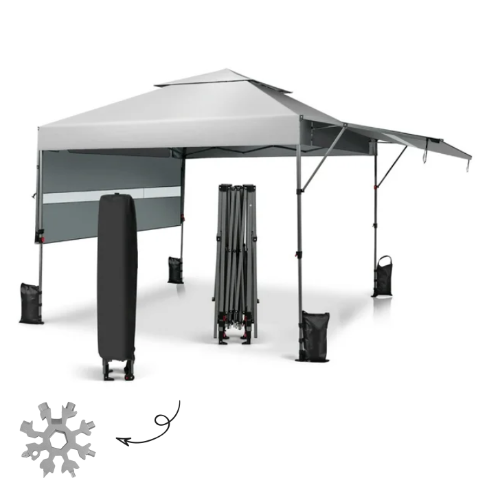 Costway 3x3m Pabellón Emergente Instantáneo Plegable para Exterior con Dos Mitades de Toldo Carpa Portátil Ajustable en Altura para Camping Costway Modern